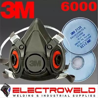 3M Respirator + 2128 P2 Filters - Reusable Half Face Welding Paint Gas Dust 6000 • $91.95