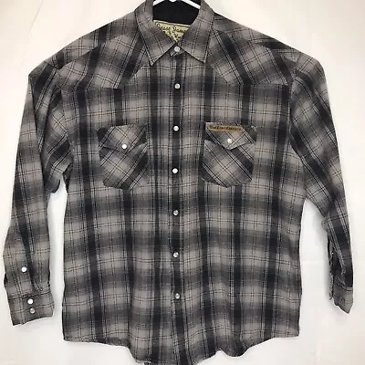 $30 • Buy Jesse James Work Wear West Coast Choppers Pearl Snap Flannel Shirt Large Plaid