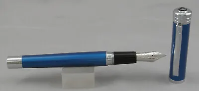 Monteverde Strata Blue & Chrome Fountain Pen - New In Box - Stub Nib • $24