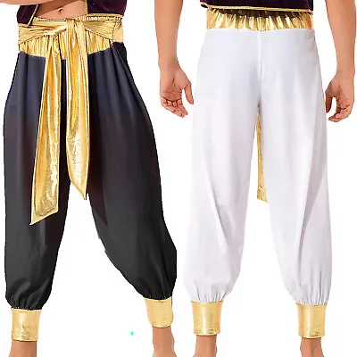 Mens Bloomers Adult Dress Up Party Pants Arabian Prince Costume Turban Uniform • £14.39