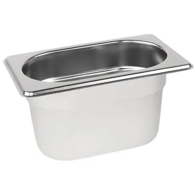 Gastronorm Pan 1/9 Size Stainless Steel Bain Marie Pot Food Storage Choose Depth • £5.95