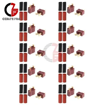 10 Pairs Ultra T-Plug Connectors Deans Style +20*Shrink Tubing F RC LiPo Battery • $3.91