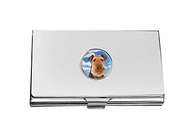 Airedale Terrier   Dog Code37  DOME On A Stainless Business Card Case Holder • £11.99
