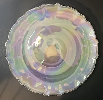 Pier 1 Pearl White Opal Iridescent Glass Dinner Plate Scalloped Turkish (1) • $17.99