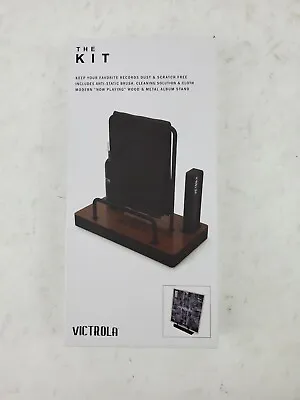 Victrola The Kit Vinyl Record Cleaning Storage Set Wood & Metal Album Stand  • $10