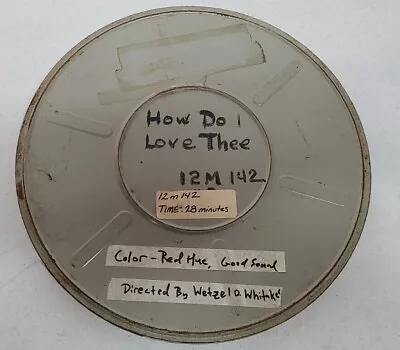 Vintage 12mm Metal Film Reel & Metal Case Cannister Title: How Do I Love Thee • $5