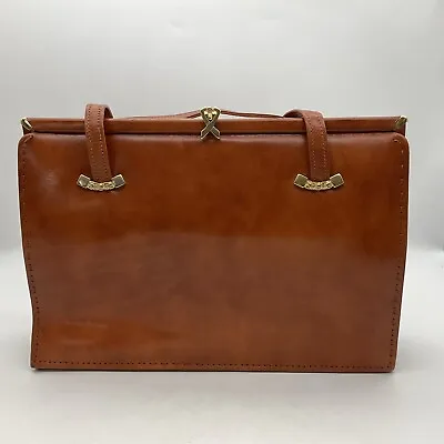 Vintage Ackery Of London Tan Brown Leather Ladies Handbag C.1960s • £35