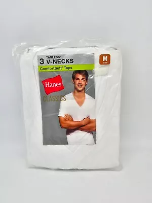 $21.99 • Buy Hanes Men's White V-Neck Collar Tagless Comfortsoft Top T-Shirts 3-Pack Size M