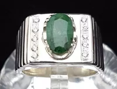 Mens Emerald Ring Unheated Untreated Big Natural Emerald Stone Esmeralda Ring • $290