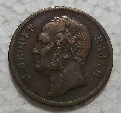 1863 Sarawak One Cent Copper Coin Vf Cleaned • $19.99