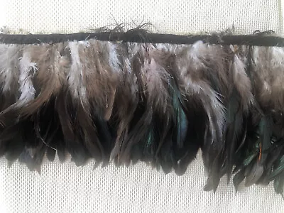 Natural Bronze Black Rooster Feather Trim 5-6 Inch Per Yard • $8