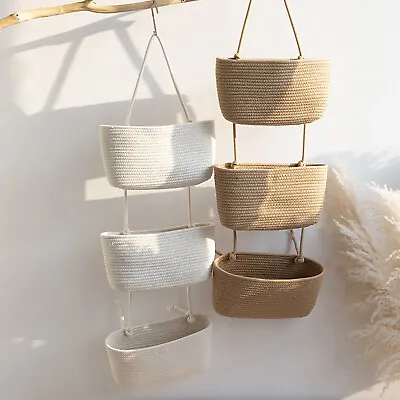 Over The Door 3 Tier Hanging Basket Decorative Baskets For Kids Room Simple New • £27.92