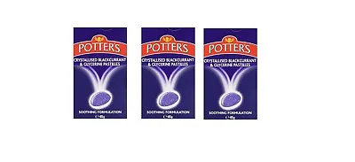 £7.99 • Buy Potters Crystallised Blackcurrant Glycerine Pastilles Pleasant Taste 45g X 3