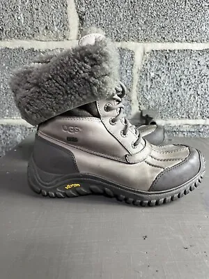 UGG Boot Adirondack II Winter Woman 7.5 Stone Color Snow Leather Boot Sheepskin • $34.99