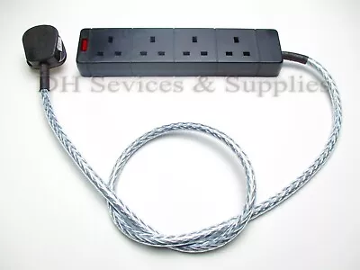 4 WAY AUDIOPHILE MAINS BLOCK 1m Mains Power Cable Shielded 4 Gang Freepost BS1 • £30