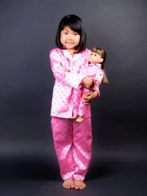 Girl And 18  Doll Matching Satin PJ's Set 2pc. Fits Am Girl • $9.99