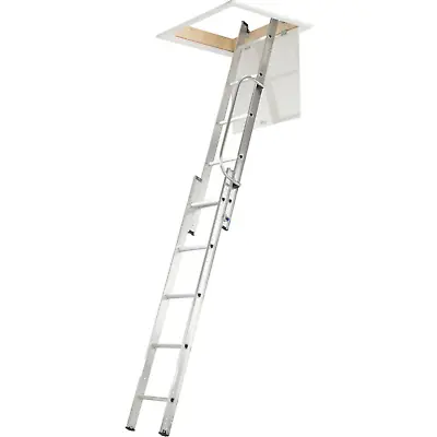 £99.95 • Buy Loft Ladder Stairs With Handrail Folding Small Spaces 2 Section Werner Sturdy UK