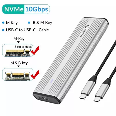 USB 3.2 Gen 2 M.2 NVMe SATA SSD Hard Drive Enclosure USB Converter External Case • $24.99