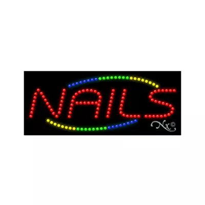 NEW  NAILS  BORDER 27x11 SOLID & ANIMATED LED SIGN WCUSTOM OPTIONS 20847 • $259