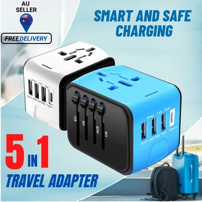 $29.99 • Buy Universal Travel Adapter All-in-one High Speed USB Charger AC Wall Outlet Plug
