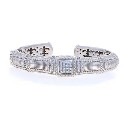 Judith Ripka Cubic Zirconia Cuff Bracelet 6 3/4  - Sterling Silver 925 Round • $179.99