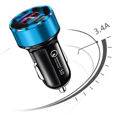 USB Car Charger Fast Charging Dual Port USB Cigarette Lighter Adapter For A • £3.32