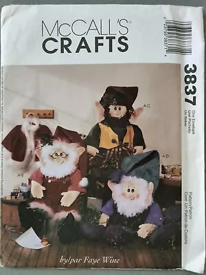 McCalls Craft Pattern 3837 Santa & Elves Soft Stuffed Xmas Elf Doll & Clothing • $8.49