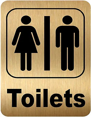 GOLD Metal Toilet Door Restroom Bathroom Shop Office Restaurant Bar Plaque SIGN • £3.99