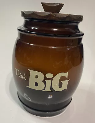 Vintage 1970’s Think Big Cookie Jar By Siesta Ware. Half Gallon Snack Barrel 9” • $15