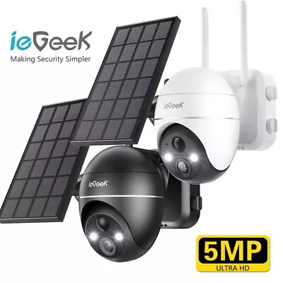 IeGeek Outdoor 3MP/5MP Solar Battery Security Camera Home Wireless WiFi PTZ CCTV • £69.99