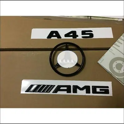 For Mercedes A Class W176 Glossy Black A45 + AMG + Star Badges Stickers 2015_18 • £23.99