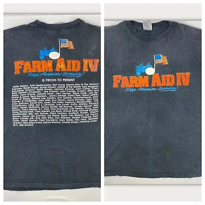 1990 FARM AID IV Indy WILLIE NELSON NEIL YOUNG GUNS N' ROSES (XL) T-Shirt (1916) • £86.80