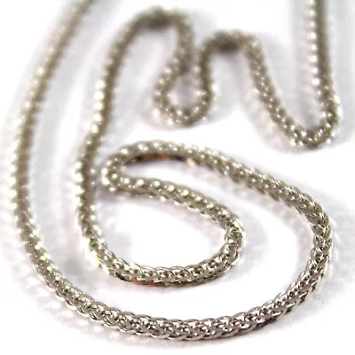 Solid 18k White Gold Chain Necklace With Ear Link 23.62 Inches Made In Italy • $699.83