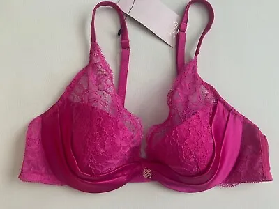 BNWT M&S Rosie @ Autograph Pink Luxurious Silk High Apex Plunge Bra 36B 36E • £15