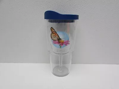 RARE Tervis Butterfly Tumbler 16 Oz Wine Glass Goblet Cup Insulated Double Wall • $17.90