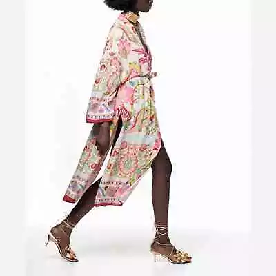 ZARA - Women’s NWT Belted Printed Kimono Floral Viscose Dress/long Jacket Size M • $75