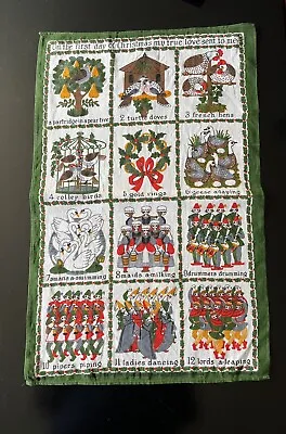 Vintage Irish Linen 12 Days Of Christmas Kitchen Dish Towel No.2 By Ulster  • $14.95