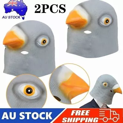 2Pcs Pigeon Head Mask Creepy Animal Halloween Costume Theater Prop Latex Toys AU • $25.99