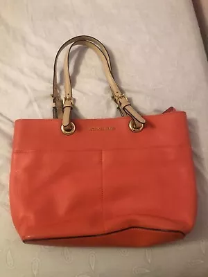 NWOT Michael Kors Bedford Shoulder Tote Handbag Medium Orange Leather Free Ship! • $40