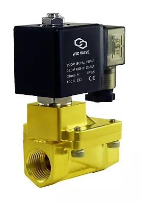 1/2  Inch Brass High Pressure 230 PSI Electric Solenoid Process Valve 220V AC NC • $59.99