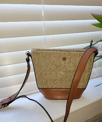 Ladies David Jones Cross Body Bag. Straw Effect & Tan Leather Preloved In VGC • £5