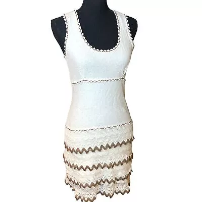 Vintage Peru Farella Peruvian Cotton Crochet Knit Summer Dress SZ M • $34.99