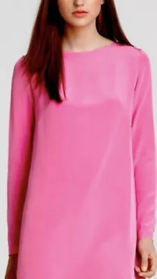 Tibi New York Women’s Pink 100% Silk Long Sleeve  Slight Asymmetric Dress Size 8 • $39.99