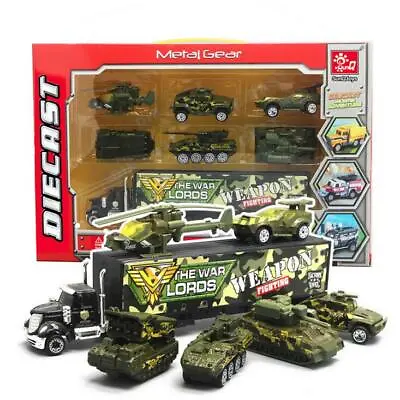 7pcs The War Lords Army Truck Tank Model Helicopter Diecast Car Kids Toy Gifts • $19.95