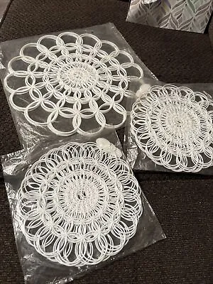 Vintage NOS Tupperware Round Vinyl Doilies Doily Four 12  & Twelve 8  White • $14.50