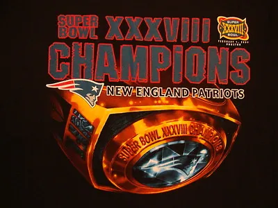 Vintage 2004 New England Patriots RING Super Bowl 38 Champions T Shirt Fits 2XL • $17.59