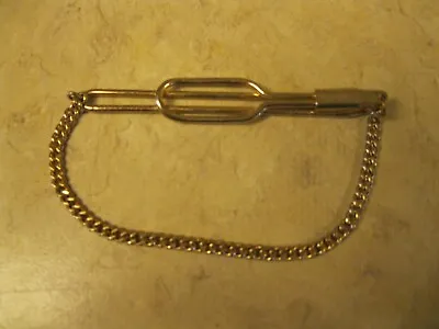 Vintage Tie Pin Bar Clip With Gold Tone Chain Swank • $9.75