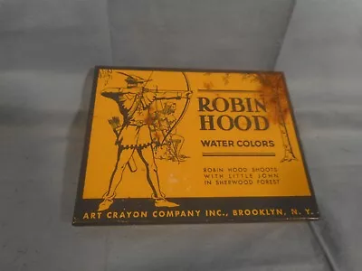 Vintage “ROBIN HOOD” Litho Paint ART CRAYON COMPANY Water Colors TIN TOY • $39.95