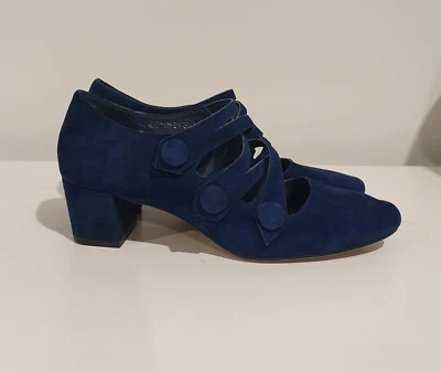 Django & Juliette Size 39 Hannon Navy Suede Low Block Heels • $70