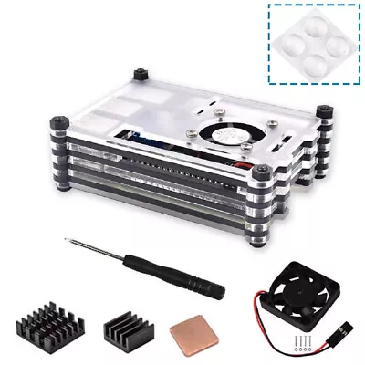 9 Layers Acrylic Transparent Case With Cooling Fan&Heatsink For Raspberry Pi 3B+ • $10.99